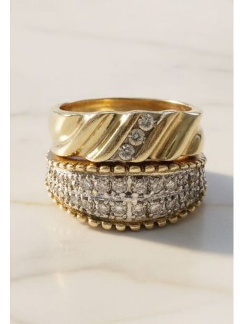 Double Diamond Rings 14k and 10k .60 ctw Size 7 & 7.25g